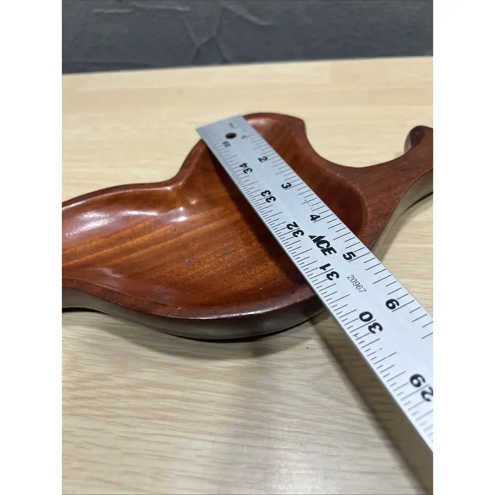 Hand-Carved Mahogany Wood Serving Tray w/ A Leaf or Organic Shape - Picture 5 of 7